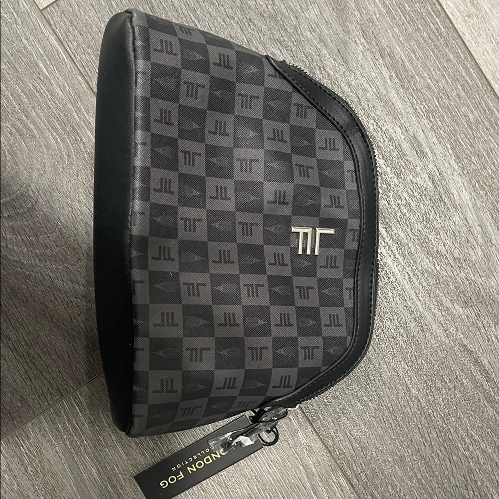 London Fog Black Checkered makeup bag